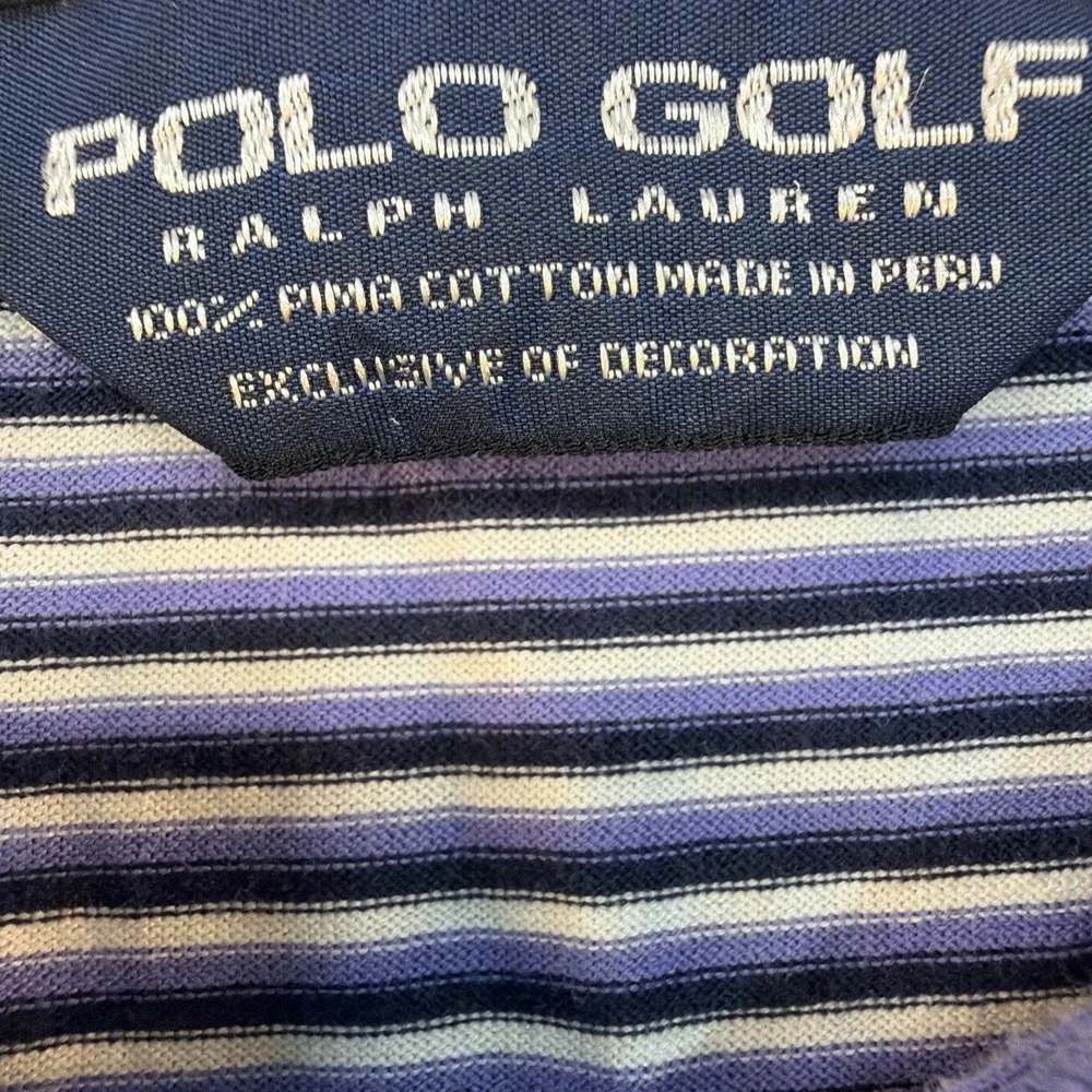Ralph Lauren Polo Golf Polo Shirt Men's Size XXL Purple Stripe 100% Pima Cotton‎